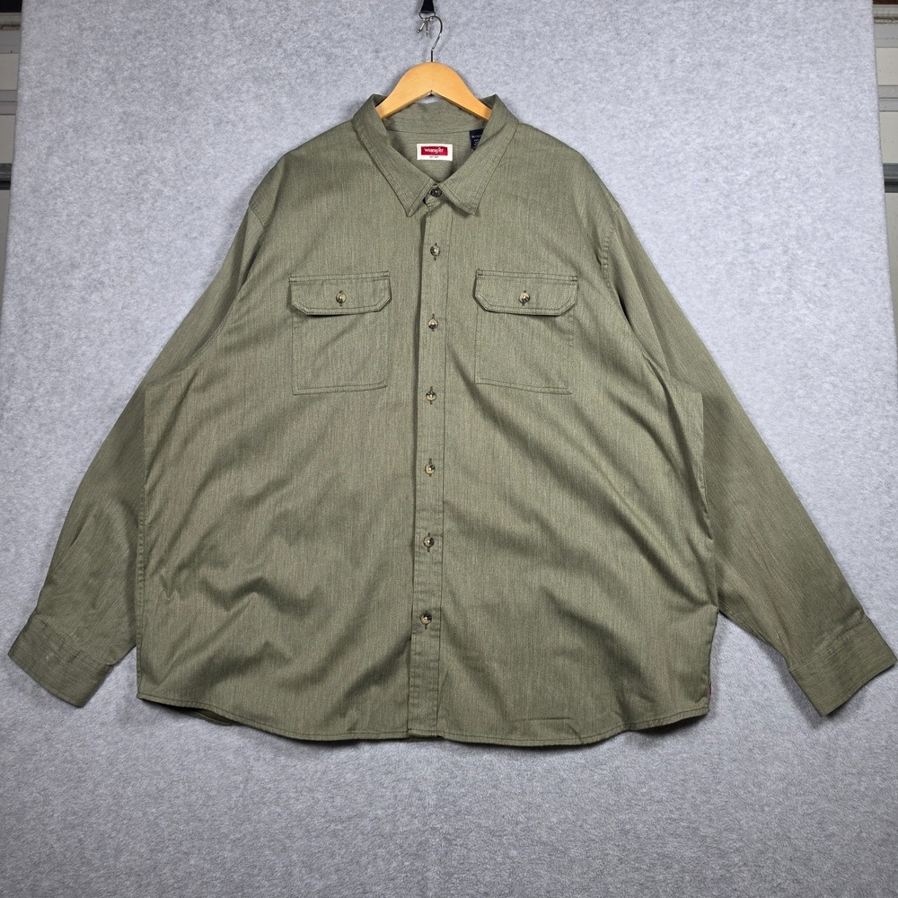 Wrangler Shirt Mens Size XL Moss Heather Relaxed Long Sleeve Woven Button Down
